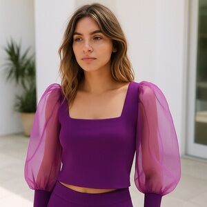 House of Harlow 1960 x Revolve Purple Puff Sleeve Top S